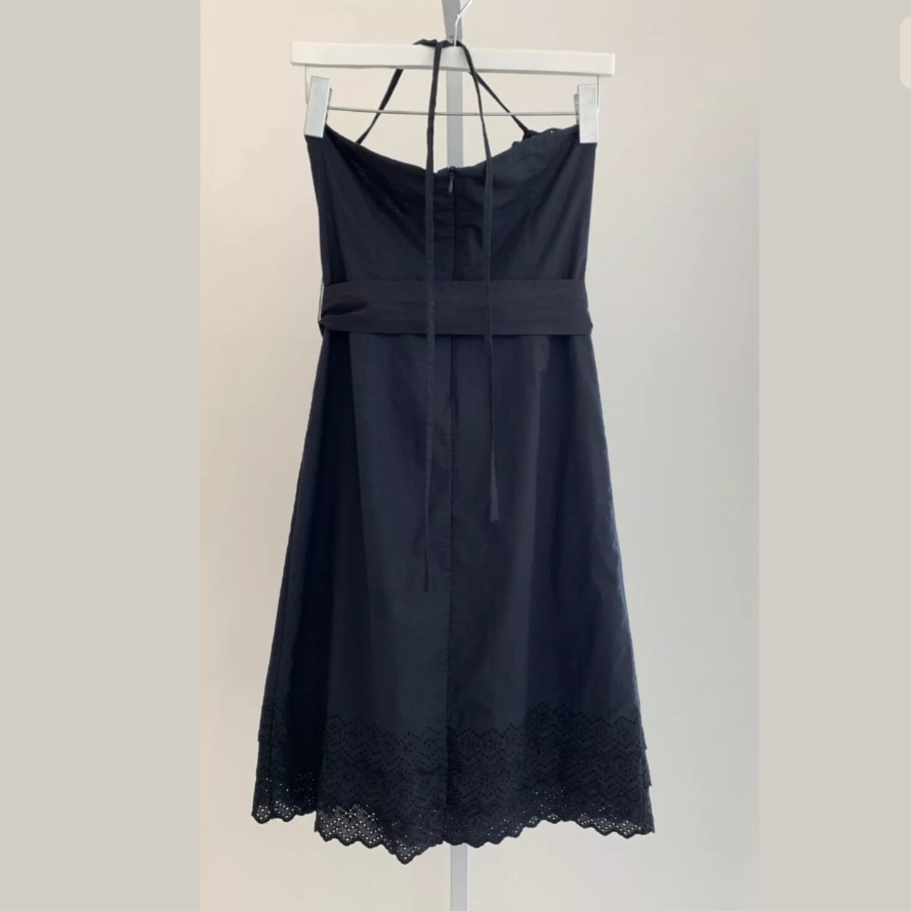 PETRO ZILLIA BLACK COTTON HALTER EYELET DRESS SZ 4 - Picture 3 of 12